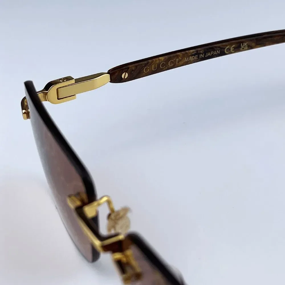 NEW Gucci GG1221S 004 Gold Yellow Red Mirrored Square Unisex Sunglasses